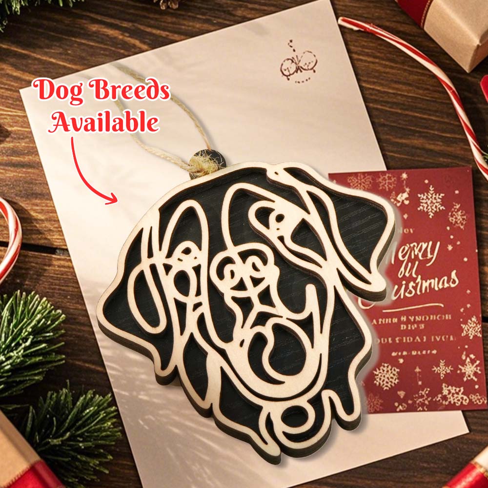 Personalized Line Art Dog Christmas Ornament Christmas Gift for Dog Lover