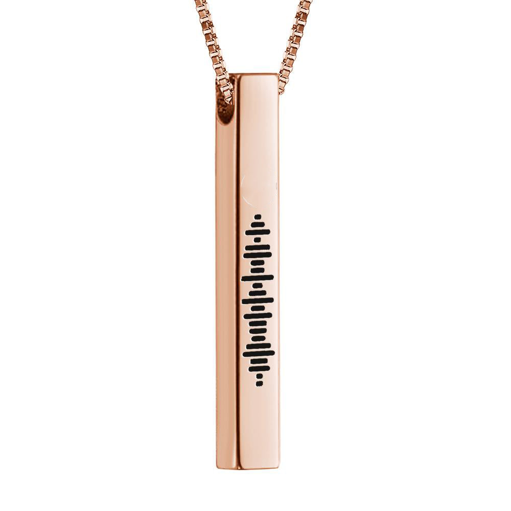 Custom Engraved Stainless Steel Scannable Music 3D Vertical Bar Necklace