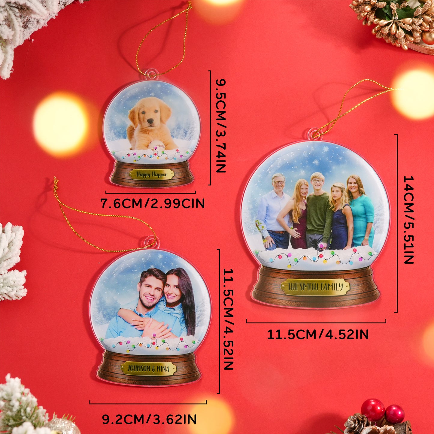 Custom Photo Text Acrylic Crystal Ball Shaped Ornament – Perfect Christmas Gift