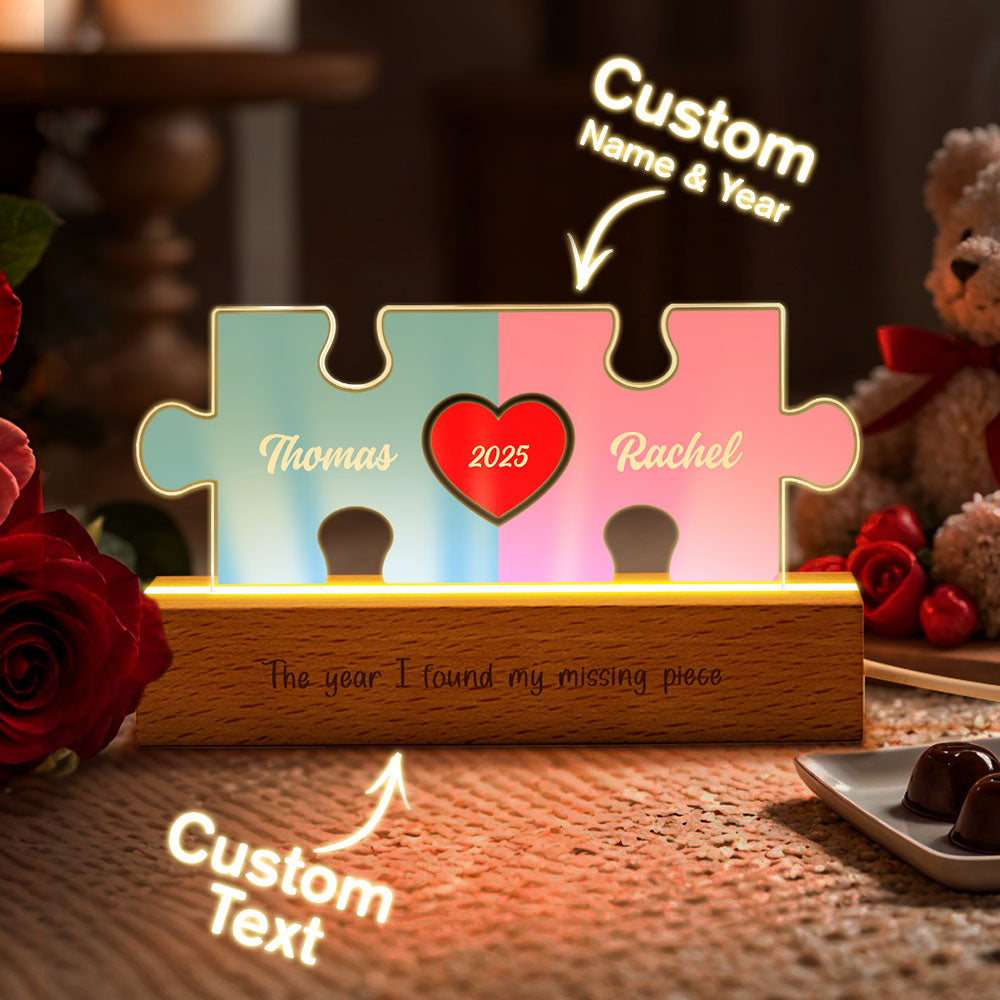 Personalized Couple Name Puzzle LED Night Light Gifts for Lover