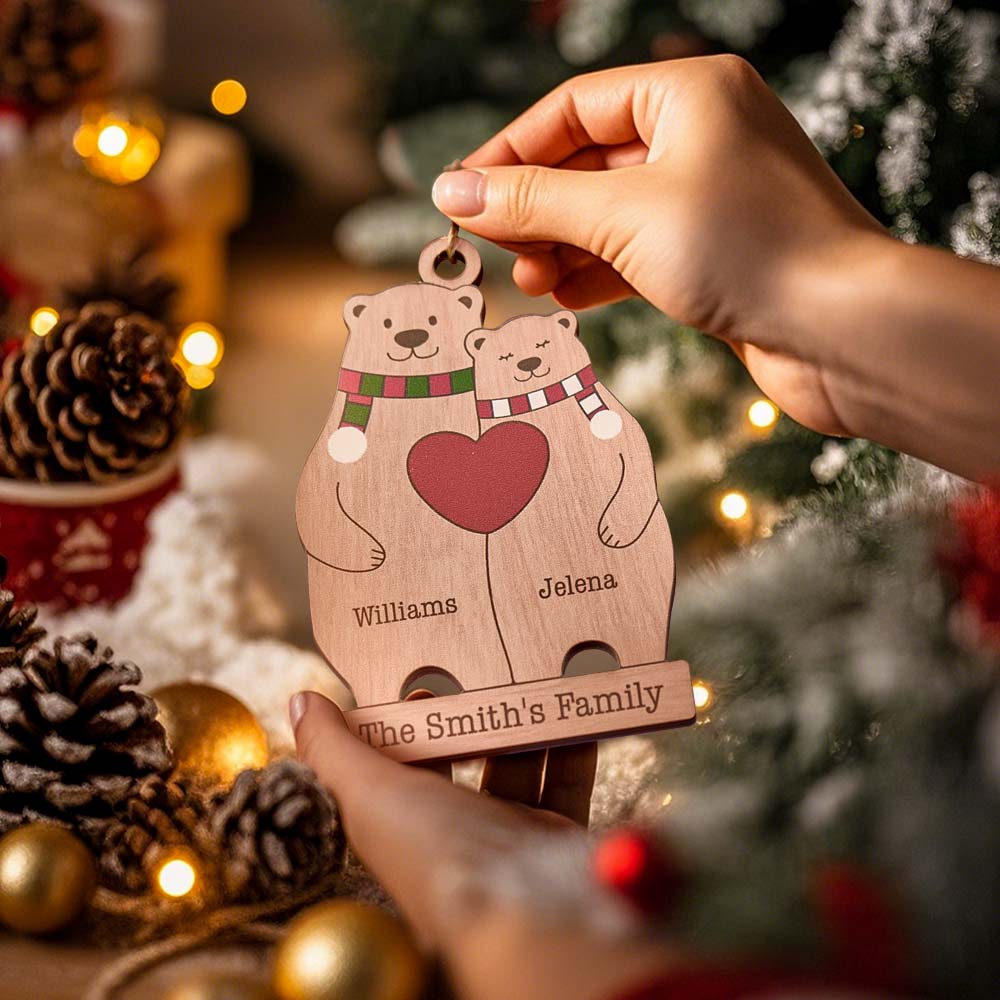 Personalized Family Wooden Bears Ornament Christmas Gift for Family