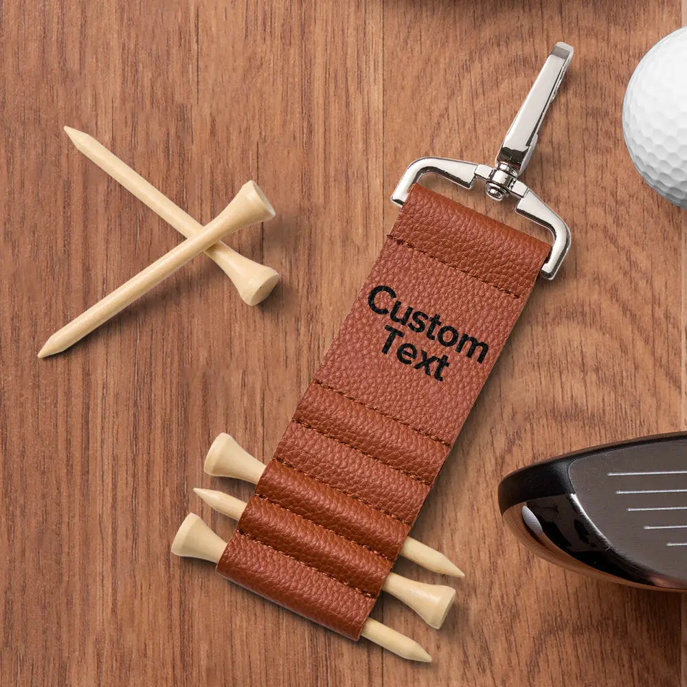 Personalized Text Golf Bag Tag Tee Holder with 5 Tees Golf Accessory Gift for Him