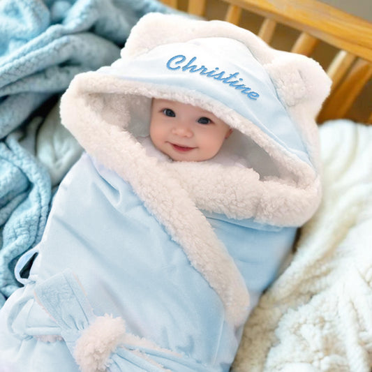 Personalized Baby Swaddle Blanket with Embroidered Name Sleeping Bag for Newborns and Infants