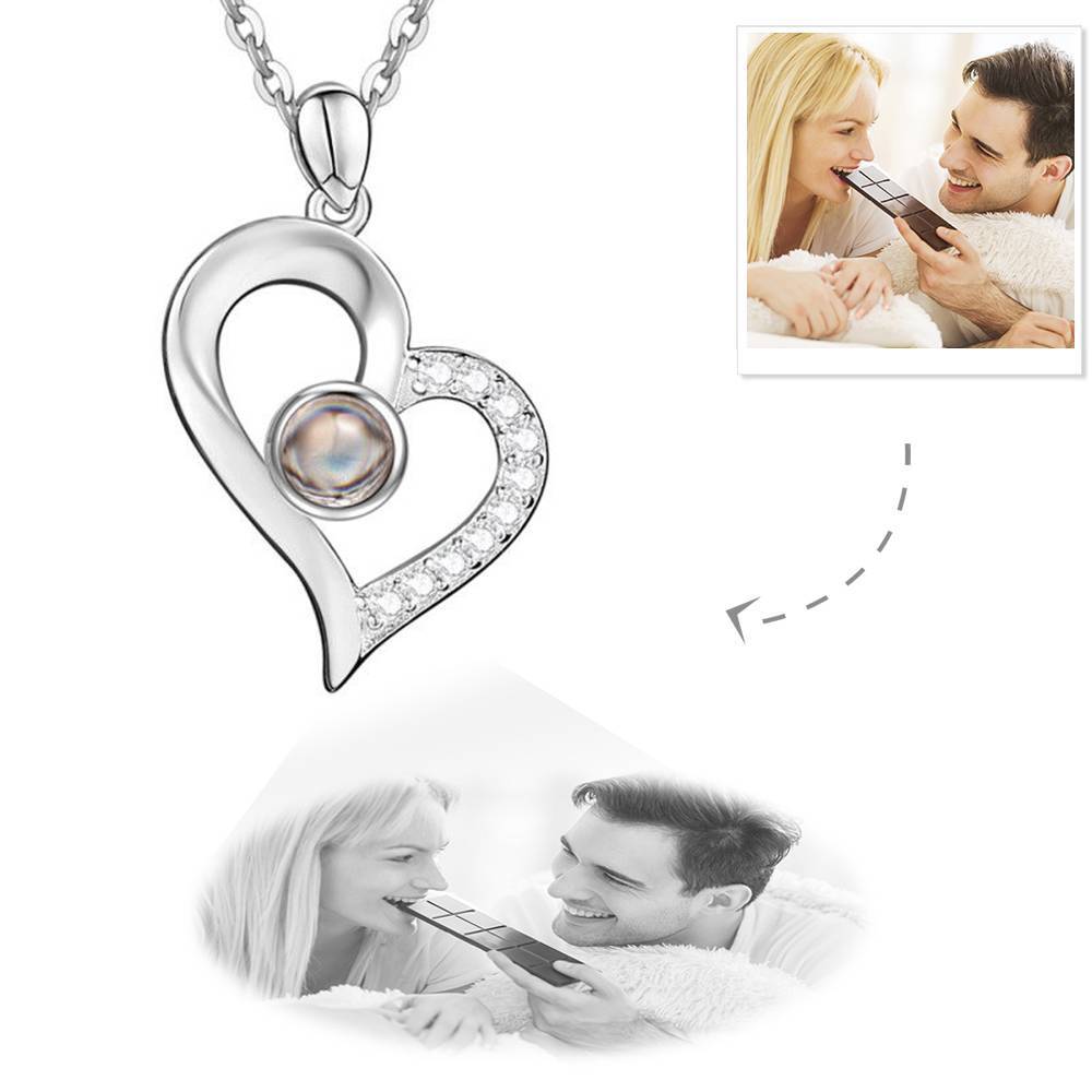 Personalized Heart Pendant Photo Projection Necklace