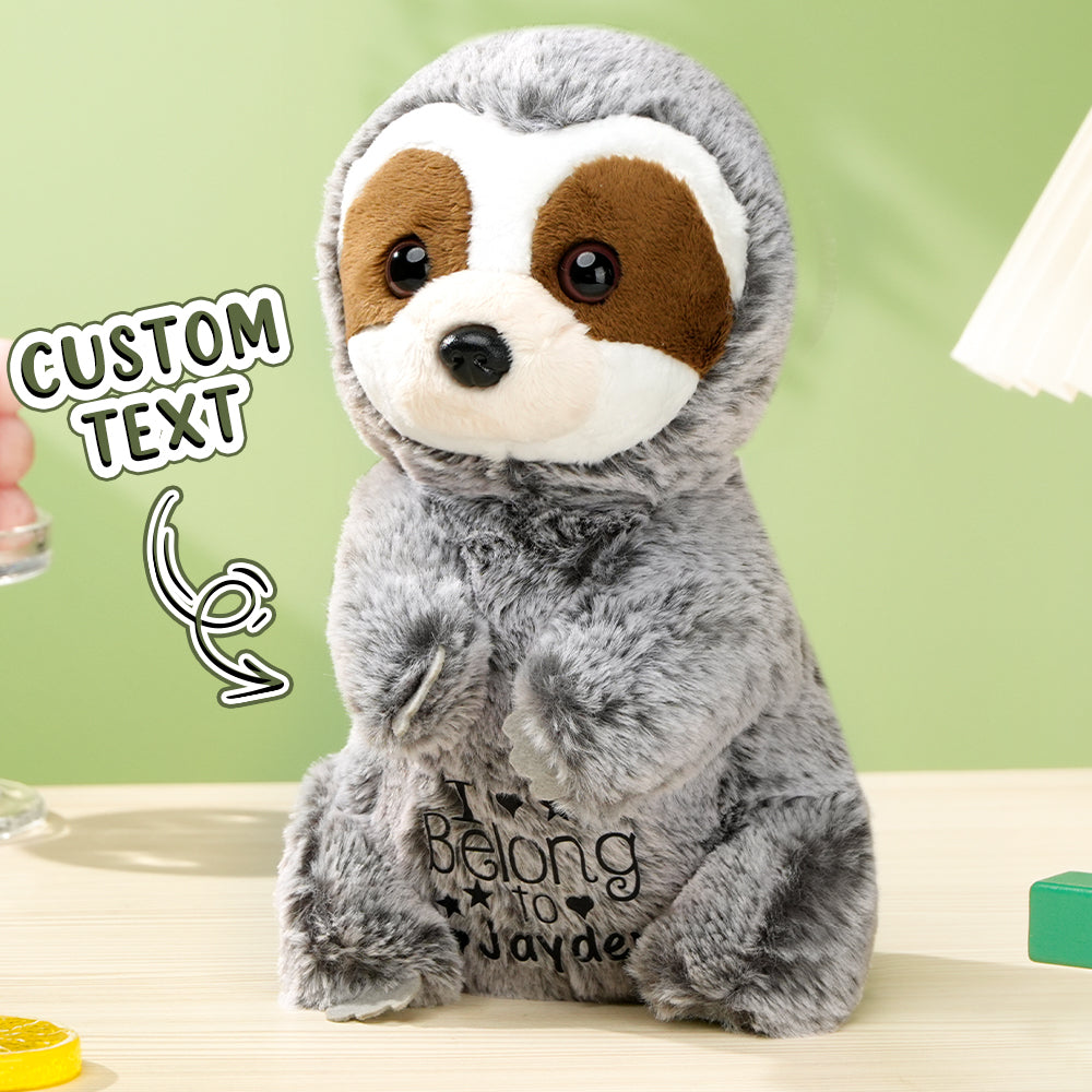 Personalized Name Sloth Plush Stuffed Toy Gift for Baby Shower