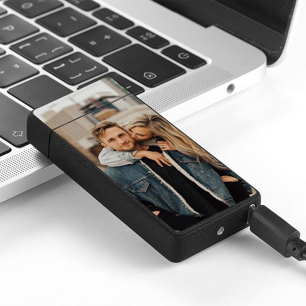 Personalized Color Photo Lighters Black Scrub Rechargeable Electric Lighter