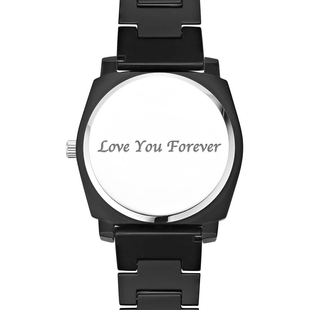 Personalized Engraved Photo Watch with Wood Strap 45mm