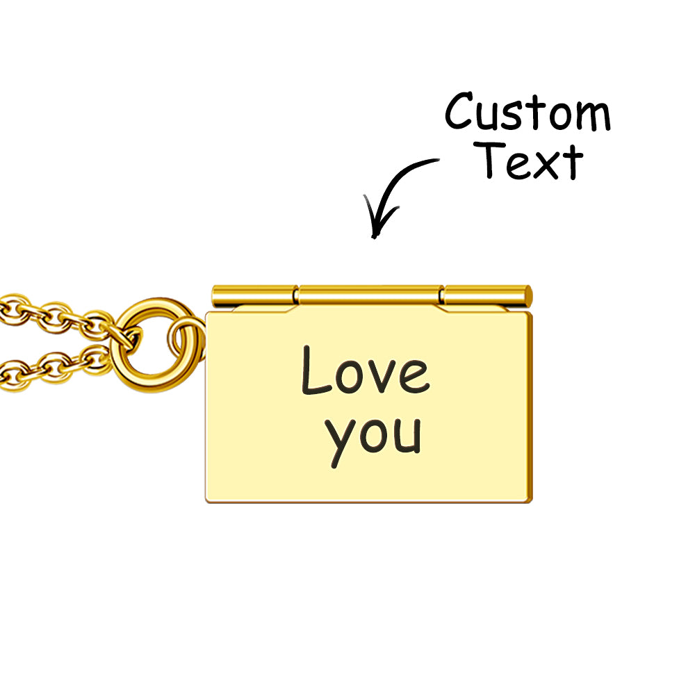 Personalized Envelope Locket Necklace Custom Engraved Photo Necklace