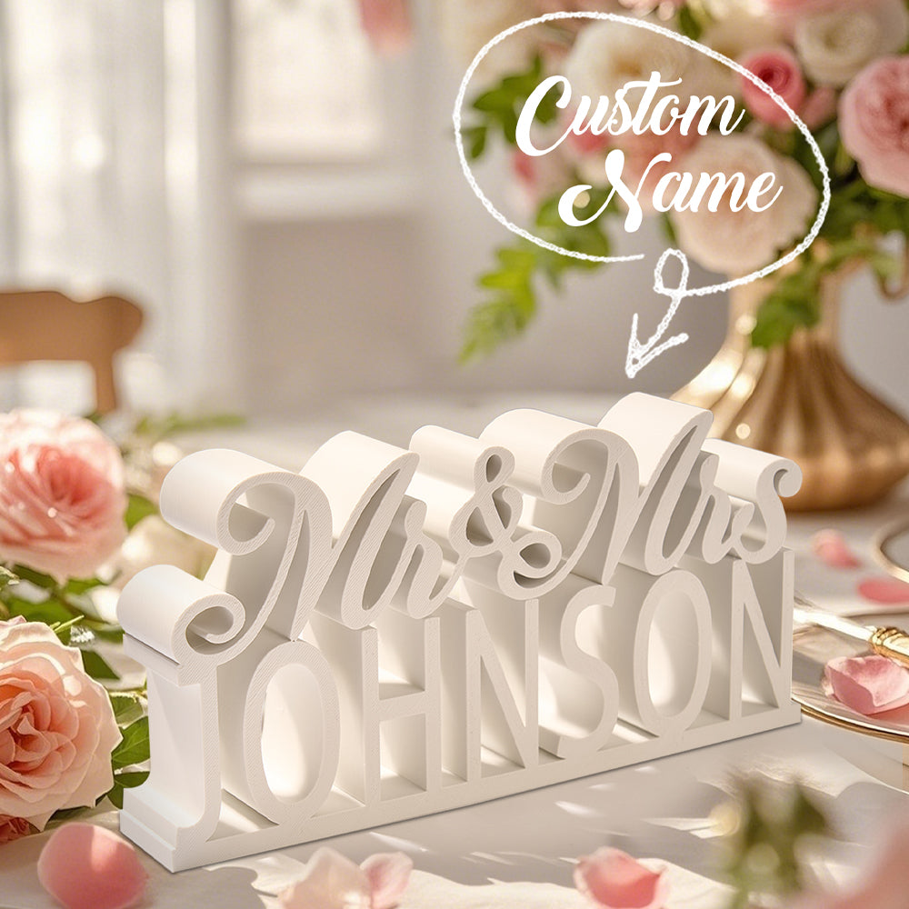 Personalized 3D Printed Mr and Mrs Table Sign Freestanding Last Name Sign Wedding Head Table Decor