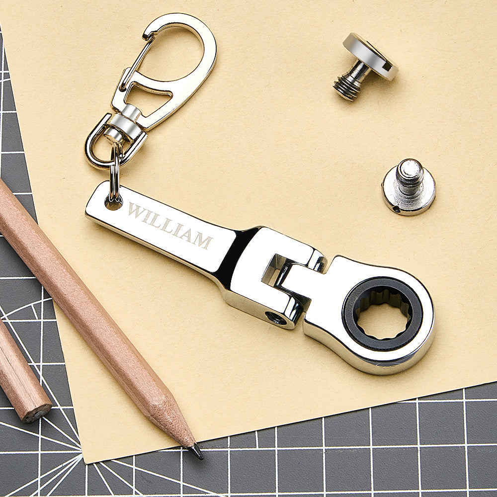 Personalized Ratchet Wrench Keychain with Engraving Keychain Mini Hardware Tool Gifts for Him