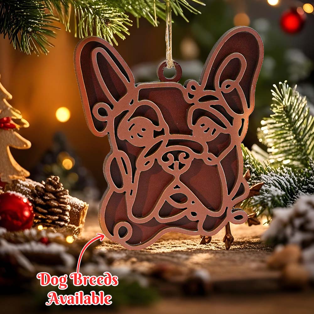 Personalized Line Art Dog Christmas Ornament Christmas Gift for Dog Lover