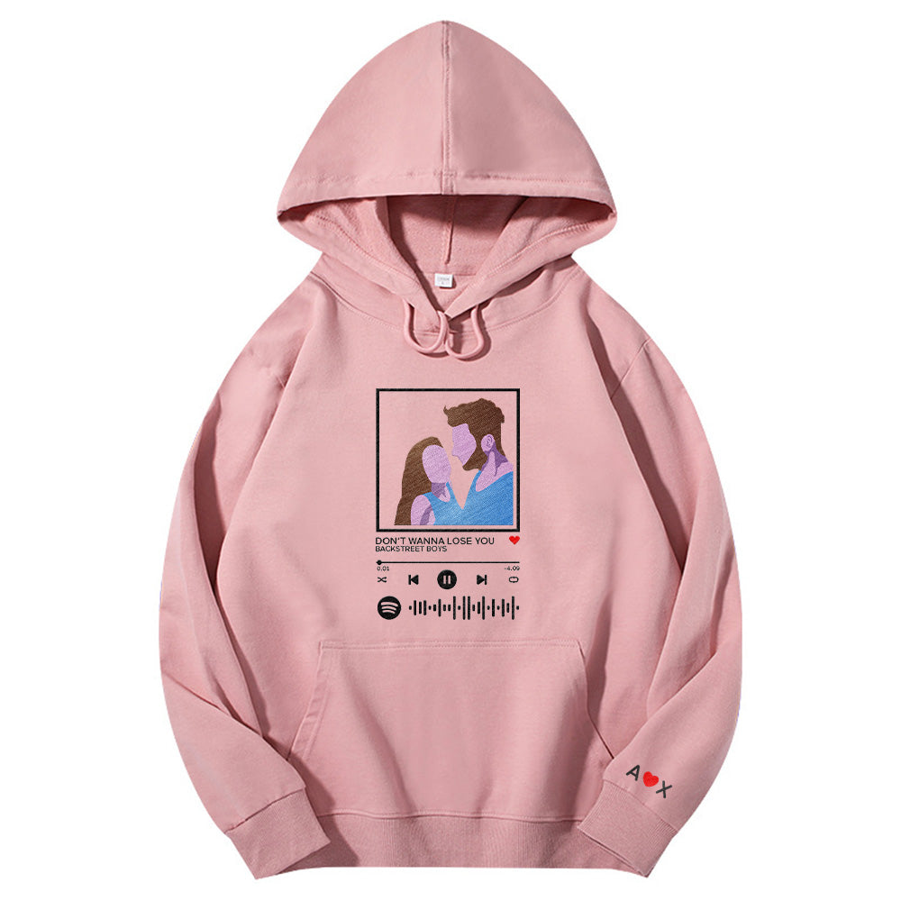 Custom embroidered pattern audio track hoodie comfortable fit trendy fashion for music lover