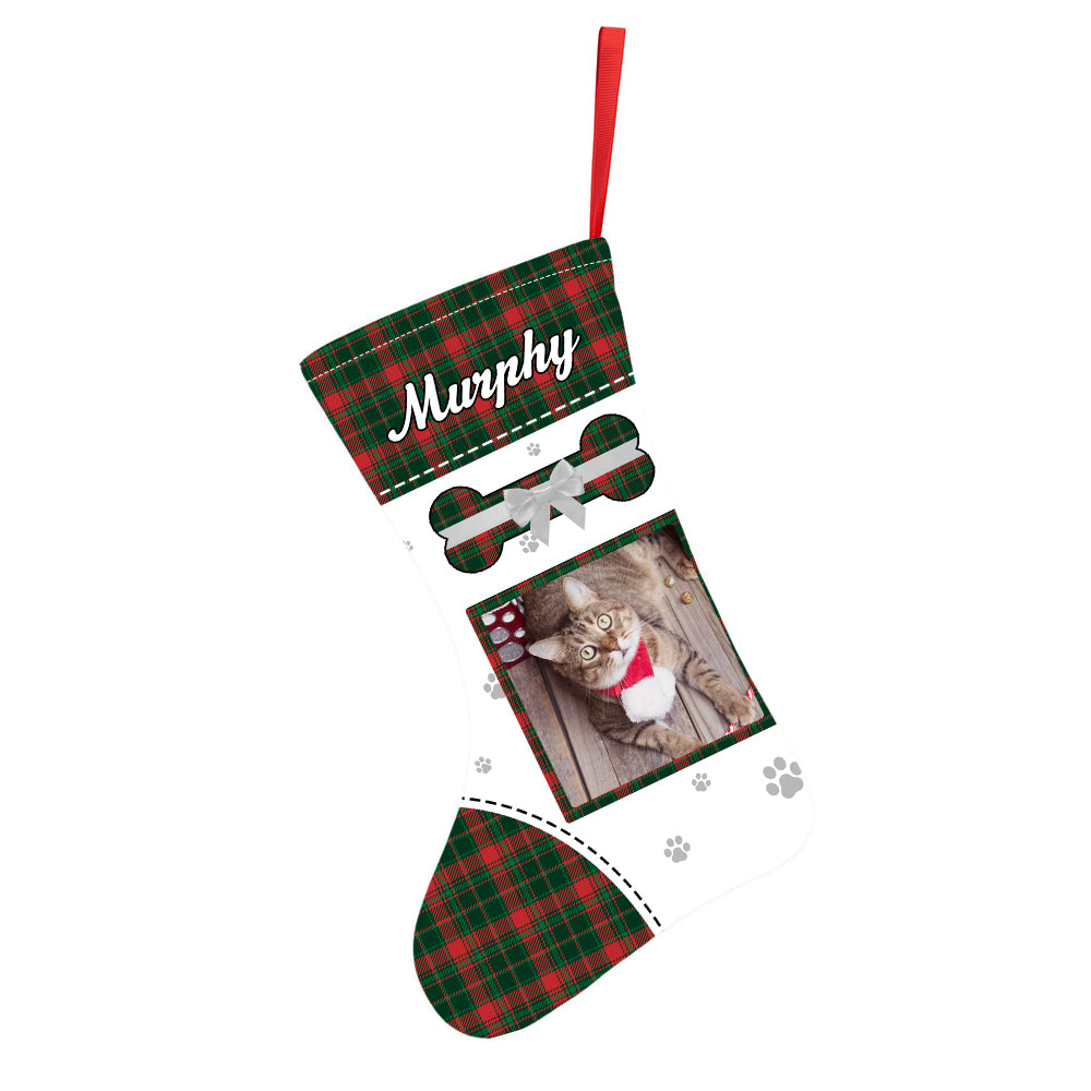 Personalized Christmas Stocking with Photo and Text Gift for Pets