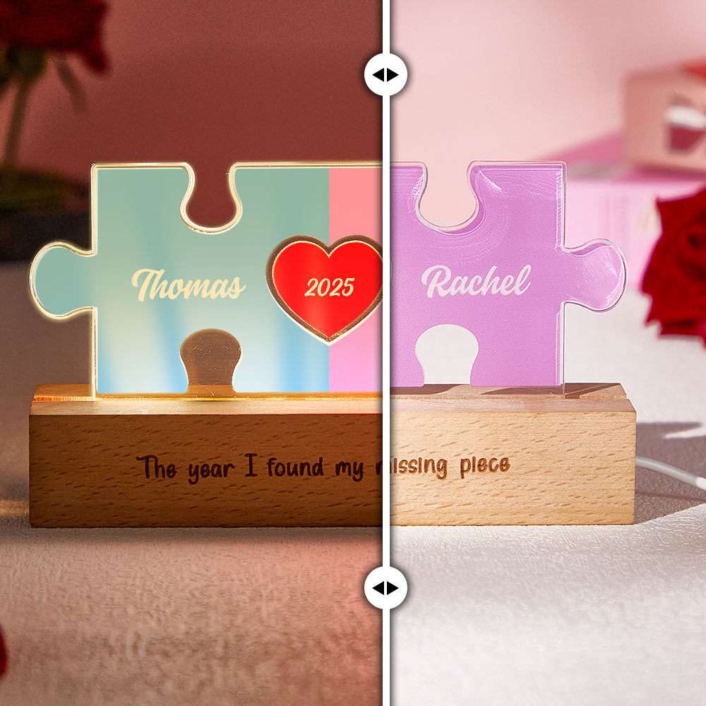 Personalized Couple Name Puzzle LED Night Light Gifts for Lover