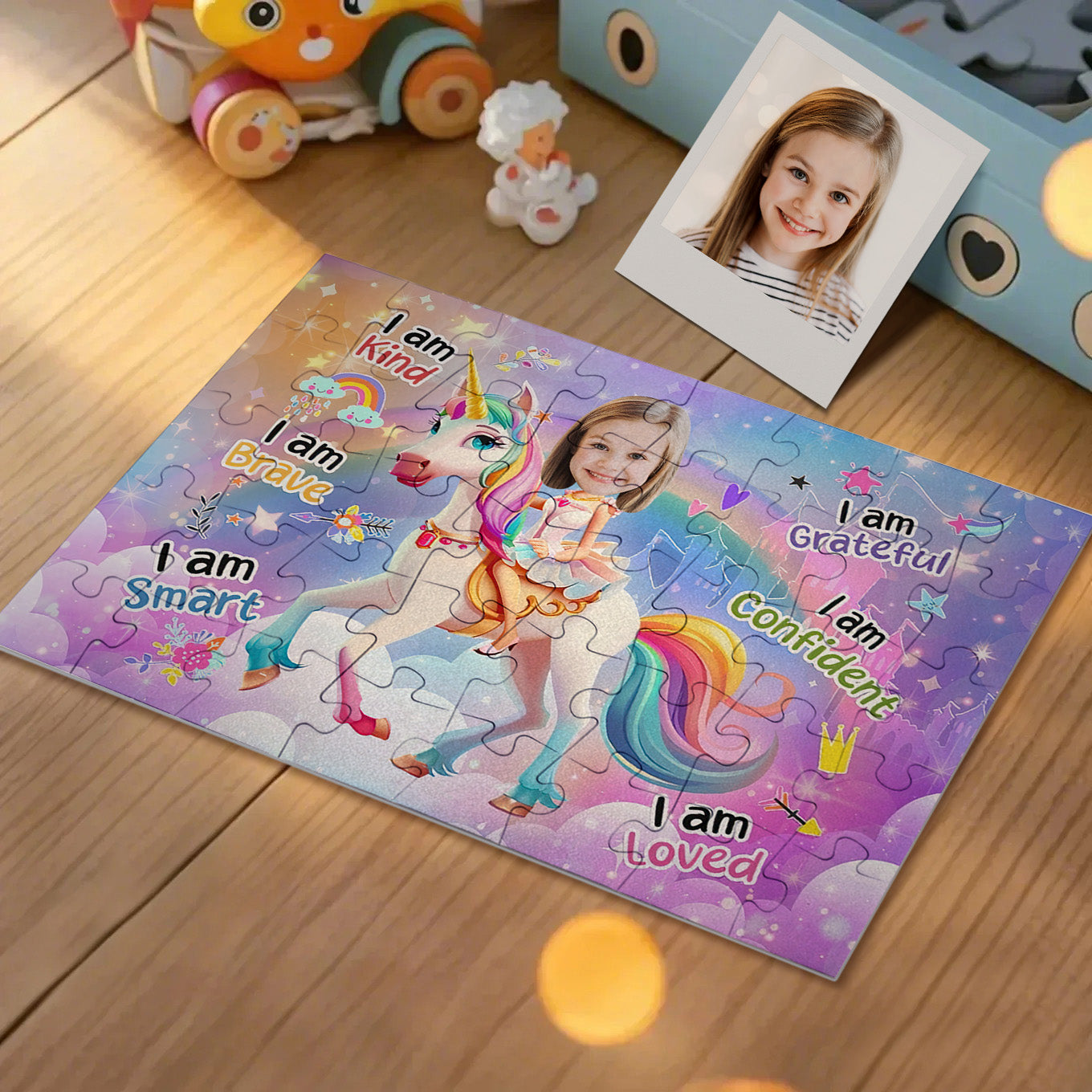 Personalized Photo Jigsaw Puzzle Unicorn Princess Gift for Kids