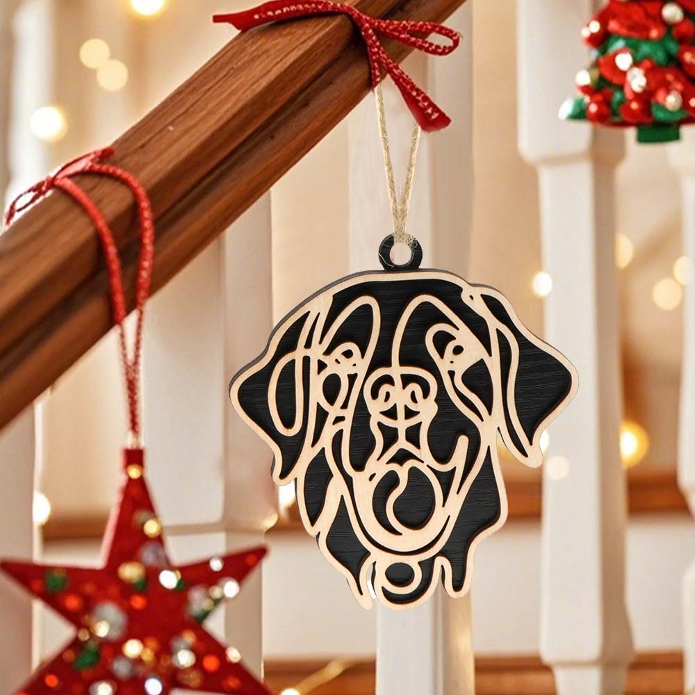 Personalized Line Art Dog Christmas Ornament Christmas Gift for Dog Lover