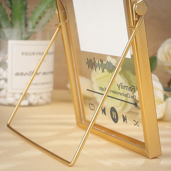 Custom Photo Scannable Code Music Song Plaque With Golden Frame