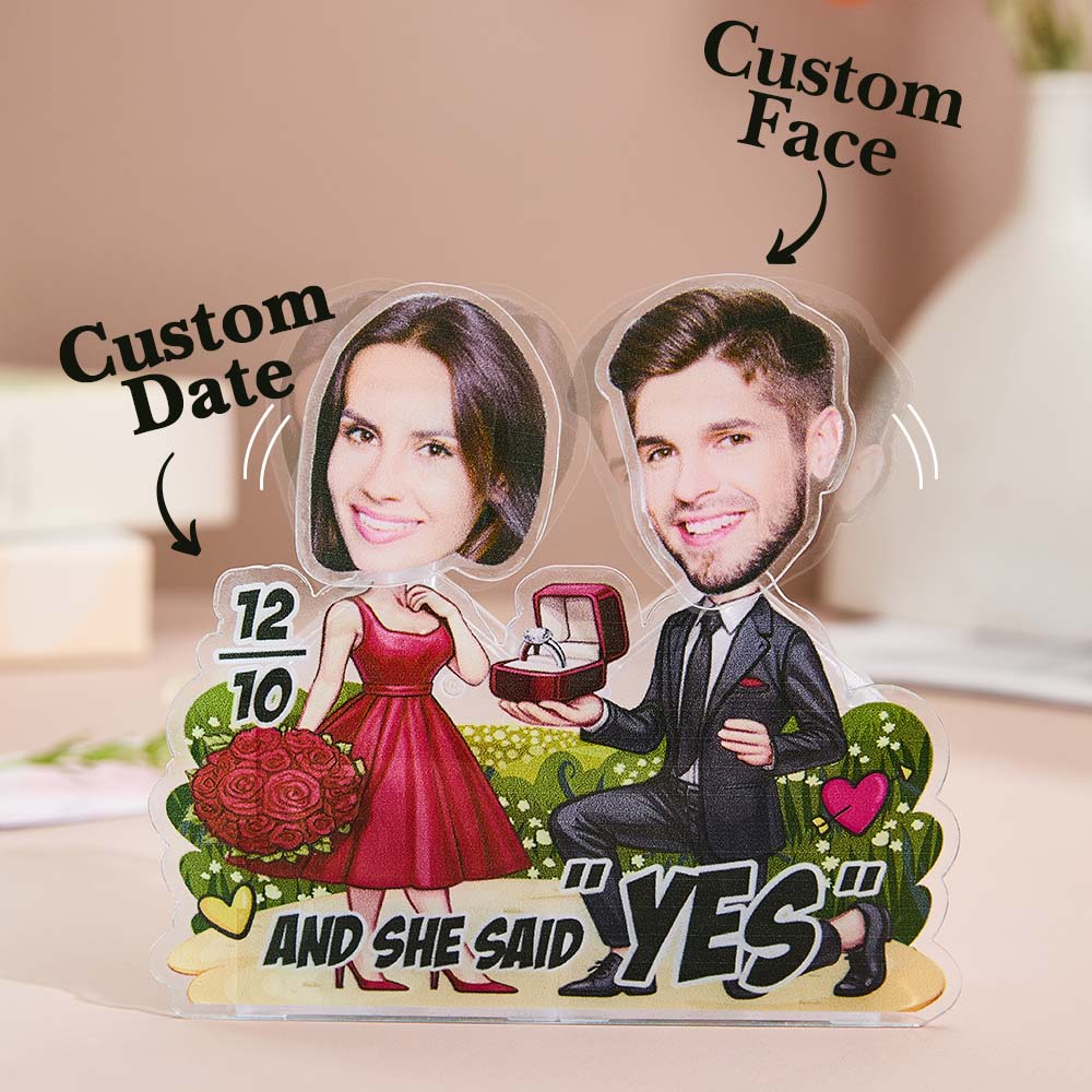 Personalized Face Propose Shaking Head Standee Gift for Couple