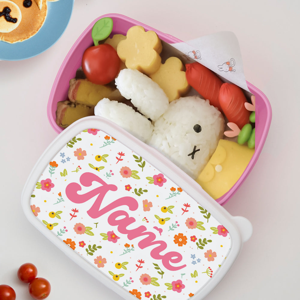 Personalized Cute Lunch Box with Name Colourful Flowers Lunch Box Birthday Gift for Kids