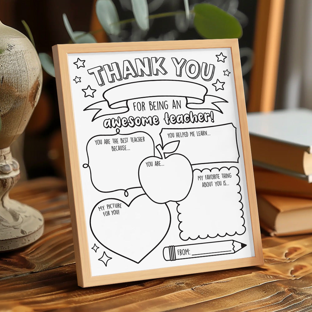 Back to School DIY Coloring Sign Teacher Appreciation Gifts