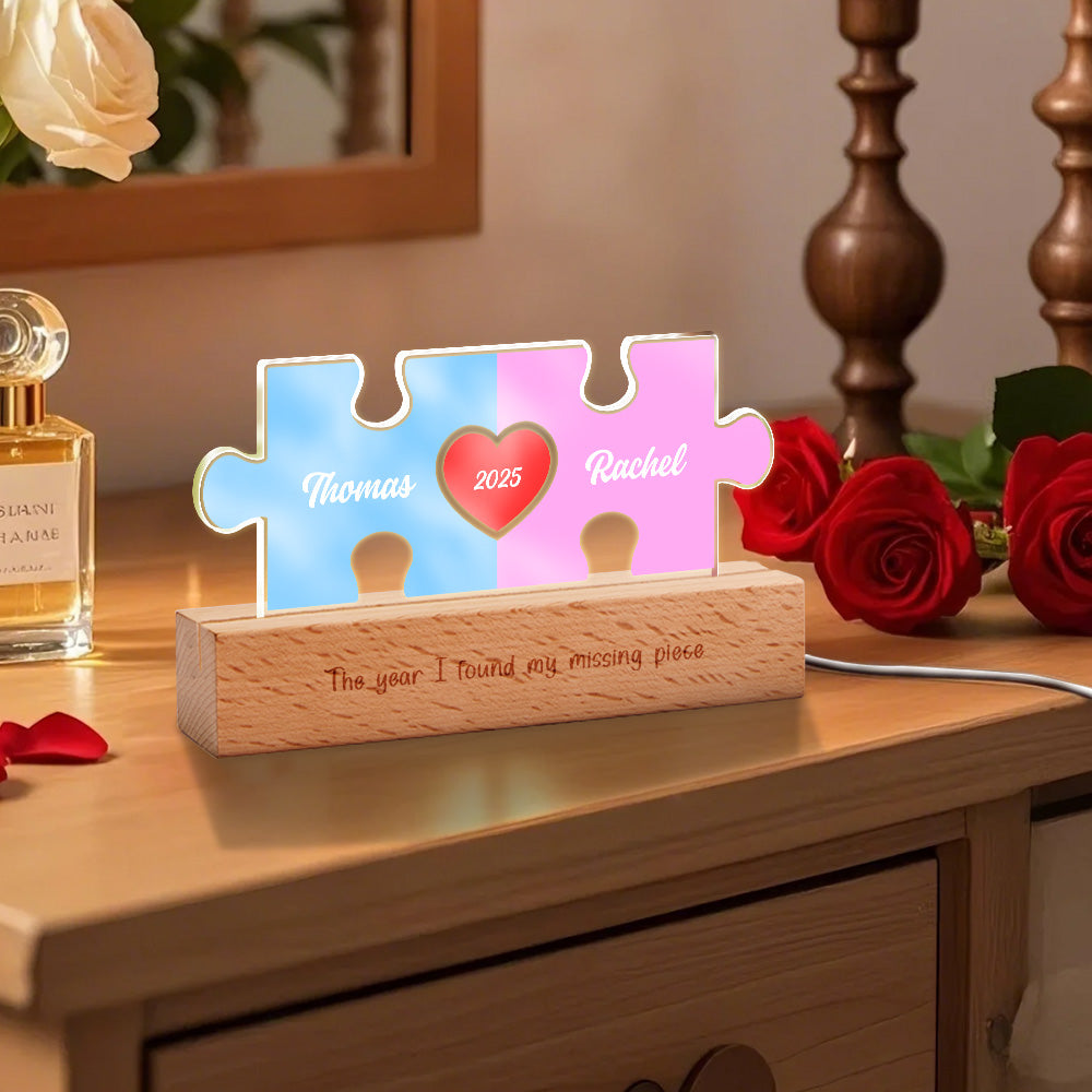 Personalized Couple Name Puzzle LED Night Light Gifts for Lover