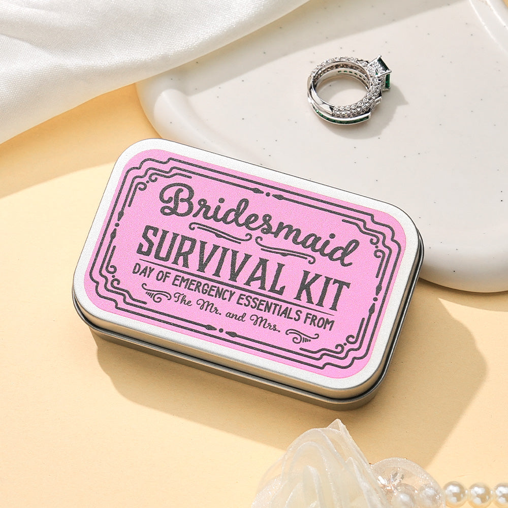 Personalized Survival Kit Box Tin with Text Wedding Party Favor Gift for Bridesmaids