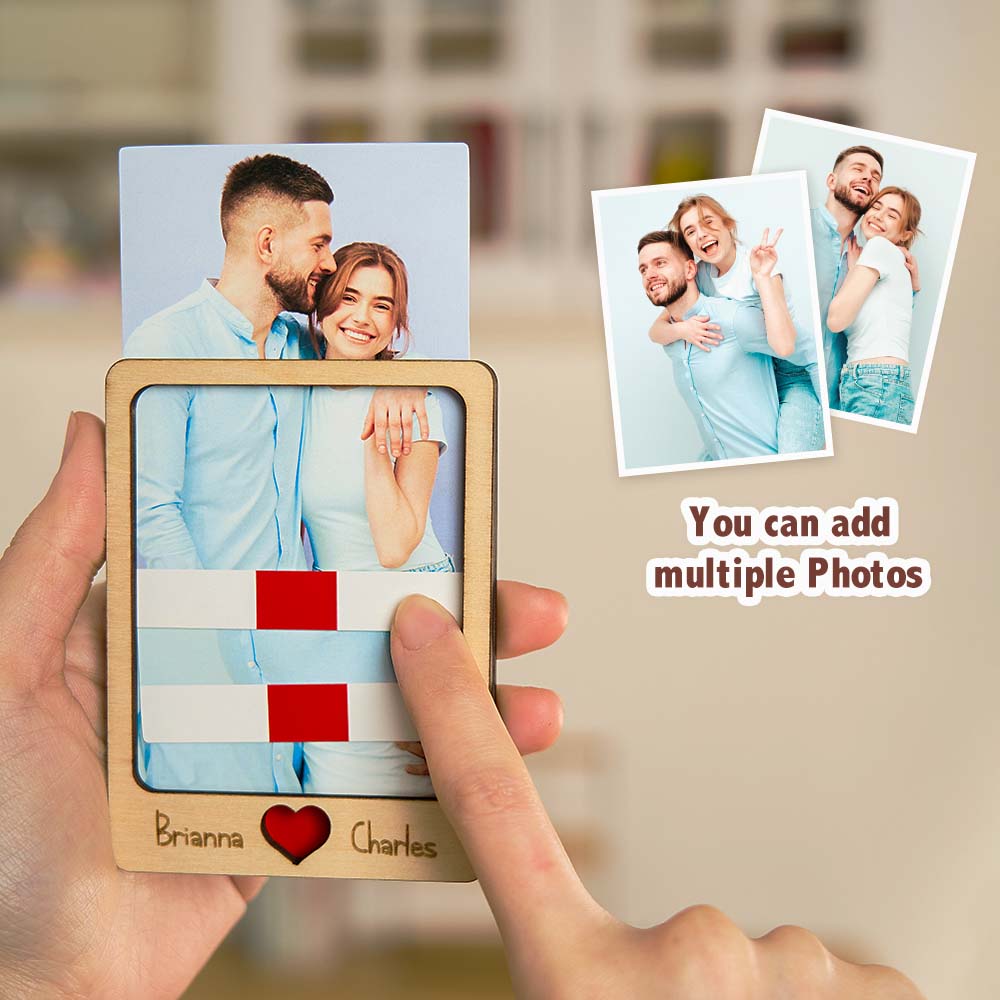 Personalized Wooden Couple Fridge Magnet With Photo Frame Gift for Lover