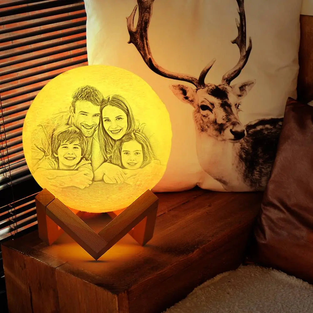 Custom 3D Printed Photo Lunar Light Moon Lamp - Perfect Christmas Gift for Family