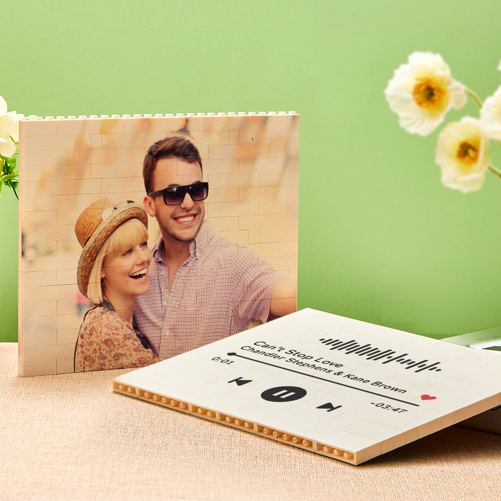 Personalized Building Brick Custom Horizontal Photo Block