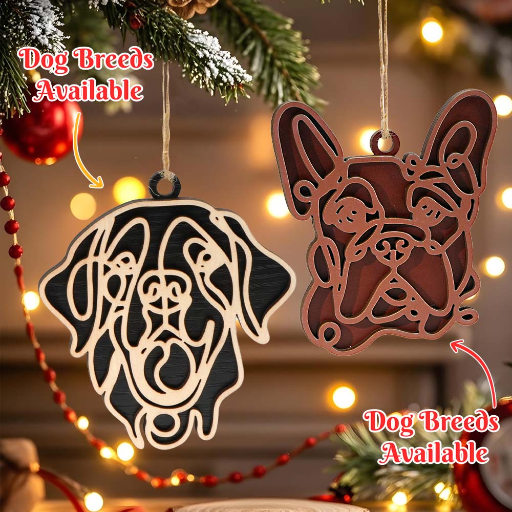 Personalized Line Art Dog Christmas Ornament Christmas Gift for Dog Lover