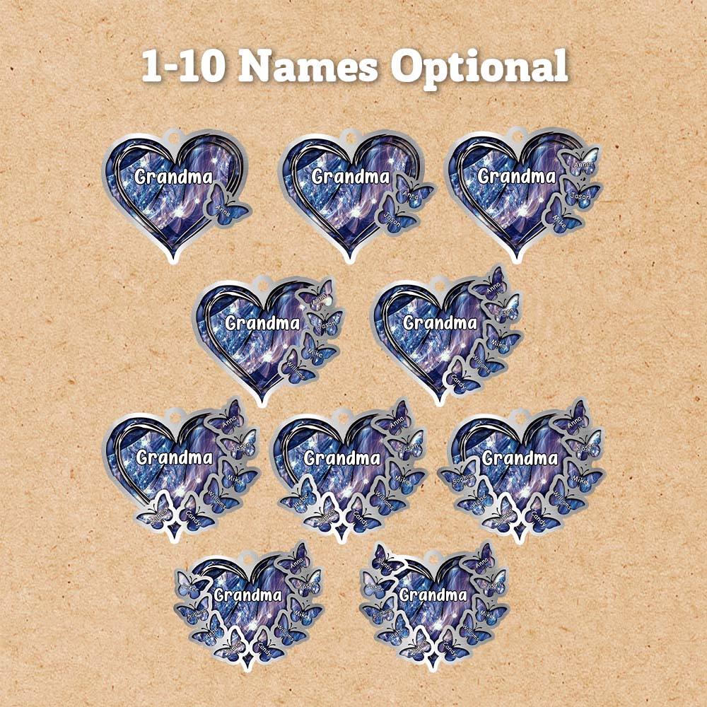 Personalized Heart Butterfly Ornament with Family Name Car Ornaments Rearview Mirror Decoration Gifts