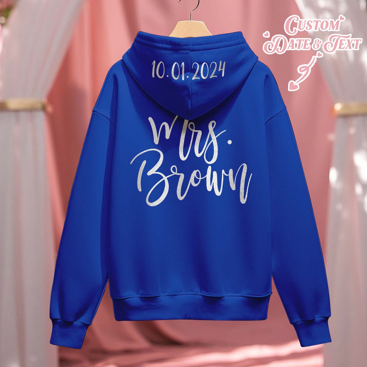 Personalized Mrs Bride Hoodie with Name Zip Up Hoodie Wedding Bridal Shower Gift for Bride