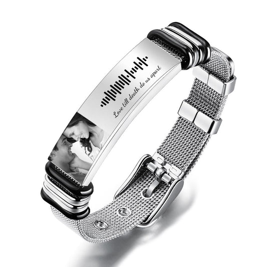 Personalized Scannable Music Code Mens Bracelet