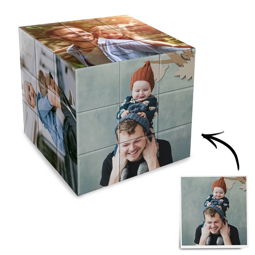 Custom Multi Photo Rubic's Cube - For Father And Children